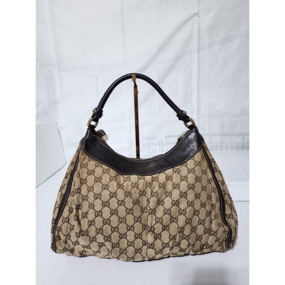 Authentic Gucci GG Canvas and Leather D Ring Hobo Bag Beige/Brown - Picture 4 of 16